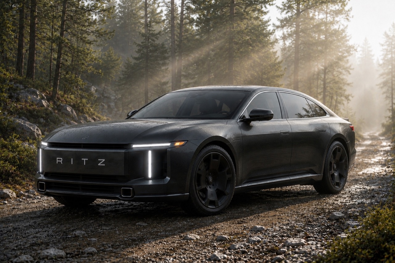 Ritz Ironwood sedan concept on a forest road
