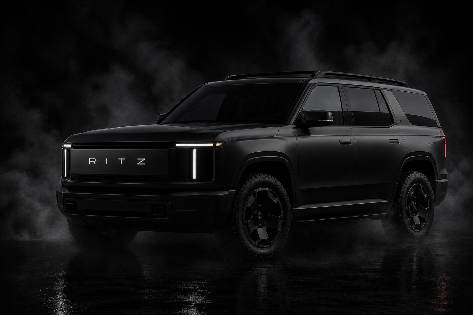 Ritz Waypoint affordable full-size SUV concept in dark studio lighting