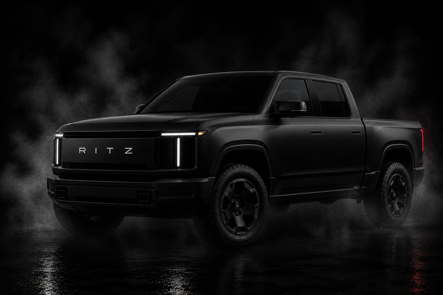 Ritz Forge affordable full-size truck concept in dark studio lighting
